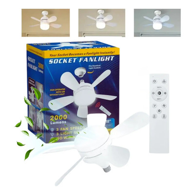 Foco E27 Dosyu Con Ventilador Portátil Control Remoto Socket Fan 3 Tonos | Envío gratis