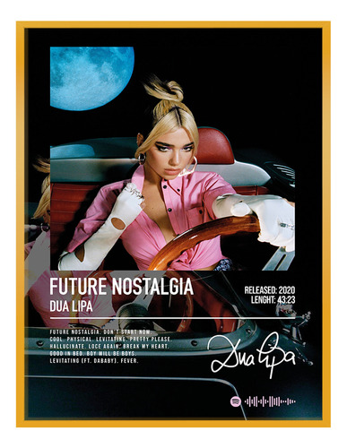 Cuadro Dua Lipa Future Nostalgia Music Firma C/marco 60x50