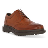 Zapatos Oxford Hombre Color Cafe Piel Genuina Flexible145-49
