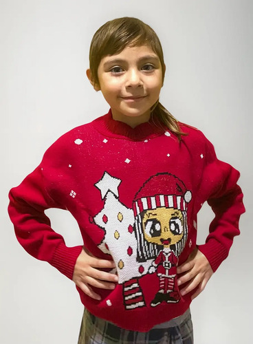 Sueter Tejido Navideño Muñeca Con Árbol Niñas 2 A 12 Años