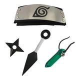 Bandana Naruto + Kunai + Shuriken + Colar Tsunade Naruto Kit