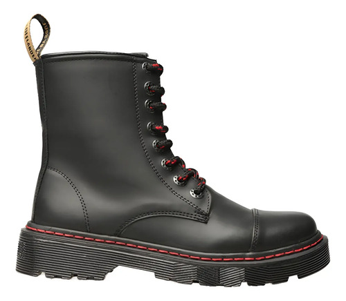 Botas Offlander, Costura Frontal, Negro Casual, Piel Genuina