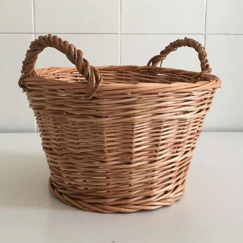 Canasto Leñero De Mimbre 35cm Diámetro X 30cm Alto