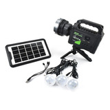 Kit Solar Emergencia Linterna Camping 220v Usb 3 Ampolletas Color Negro - 220055