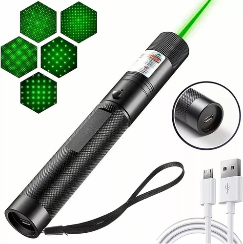 Carga Usb Patrón Puntero Láser Recargable Verde 5000mw