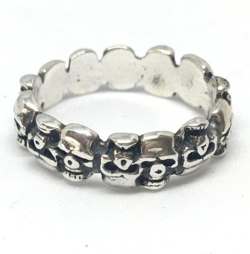 Anillo Calaveras Rockero Motoquero Tatoo Plata 925