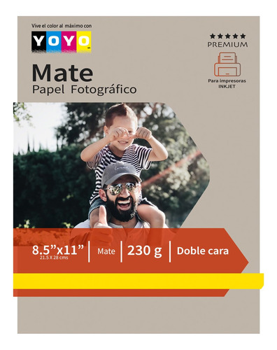 Papel Fotográfico Mate Doble Cara Tamaño Carta 230gr 50hojas