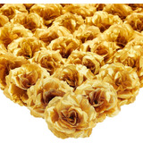 50 Cabezas Flores Artificial Decoración Boda Fiesta 8cm,gold