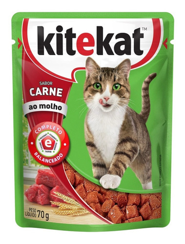 Caixa Alimento Umido Kitekat Carne Ao Molho Ração De Gato