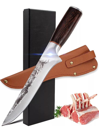 Cuchillo Acero Profesional Carnicero Forjado + Funda Vikingo