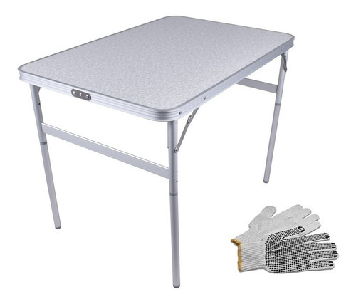 Mesa Dobravel Aluminio 60 X 45cm Vira Maleta Palisad Forte Cor Cinza