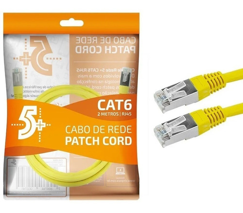 Cabo De Rede Blindado 2m Ethernet Rj45 Cat6 Amarelo 2 Metros