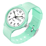 Reloj Digital Elegante Ultra Ligero Comodo Impermeable Correa Menta Bisel Menta Fondo Blanco