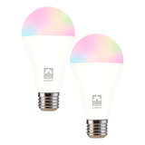 Kit 2x Lâmpada Bulbo Smart Inteligente Rgb Wifi E27 Bivolt