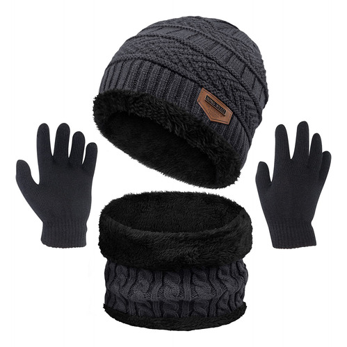 3en1 Gorro Bufanda Guantes Tejido Para Niños Frio Invierno