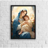 Quadro Maria Com Menino Jesus 24x18cm - Decoração Quarto