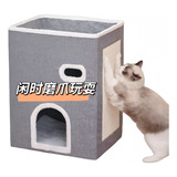 Casa Cama Cueva Plegable Para Gatos Con Rascador Cojín Suave Color Gris