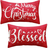 2 Fundas De Almohada De Navidad De 20 X 12 Pulgadas, Funda D