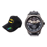 Combo Reloj Batman Dc Comics Luminiscente Casual + Gorra