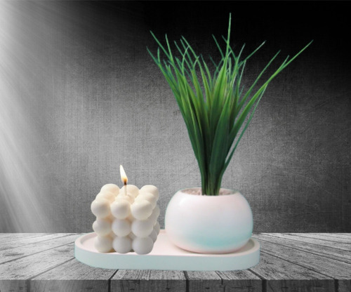 Decoración Minimalista Maceta Vela Aromática Planta Artfcial