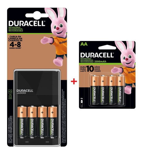 Pack Cargador Duracell + 8 Pilas Aa Recargables