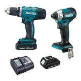 Kit Taladro Percutor + Atornillador Inalambrico 18v Makita