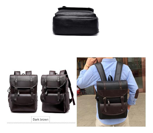 Mochilas De Cuero Pu Para Ordenador Portátil Para Hombre