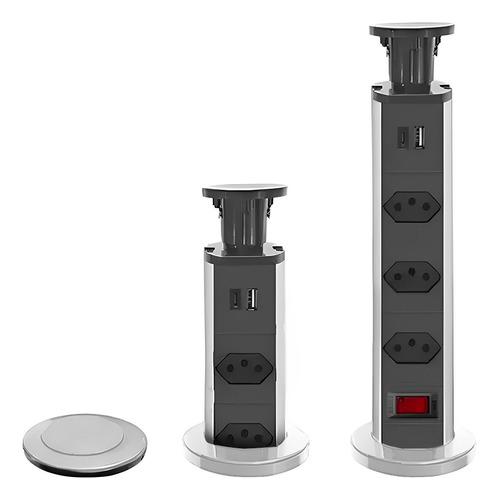 Torre 3 Tomadas Mesa Bancada Embutir Retráti Usb Tipo C 8691