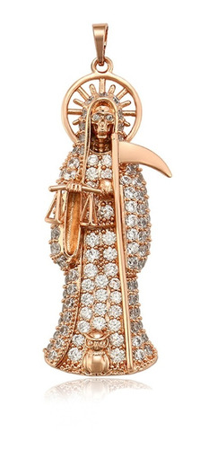 Dije Santa Muerte Oro 18k Rosa Lam 5.5cm Calidad Premium 