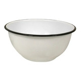 Bowl Enlozado Metal Blanco Negro Liso Mediano 18x8 Cm Trendy