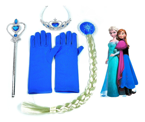 Set Frozen Anna Y Elsa Corona + Trenzas + Varita Nenas