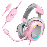 Headset Fifine Ampligame H6 Rgb 7.1 Surround Gamer Cor Rosa