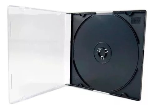 50 Box Cd Acrílica Preto  Slim Caixinha  Para Cd/dvd 