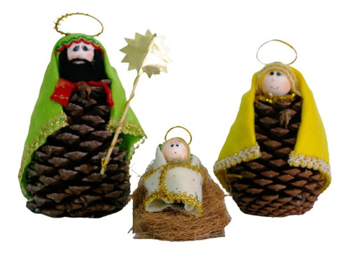 Pesebre Artesanal Piñas De Pino (3 Figuras)