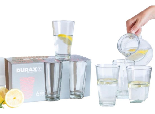 Set X6 Vasos Durax Long Drink De Vidrio Con Packaging 420 Ml