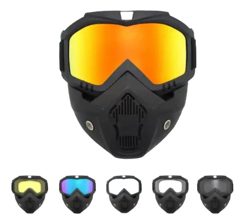 Careta Con Gafas Desmontable Motociclismo Bicicros Paintball