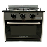 Anafe De Cocina Con Horno 2 Hornallas Negro Y Acero Inox