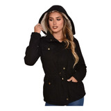 Campera Mujer Parka Gabardina C/capucha Desmontable Abrigada