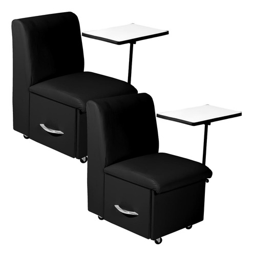 Cadeira Manicure Cirandinha Preta Kit 2 (mesa Branca)