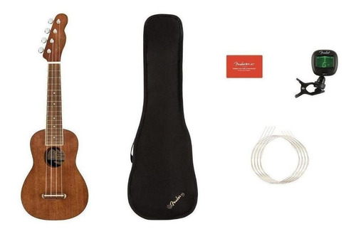 Fender Paquete Seaside Soprano Ukulele Natural, Con Funda Color Natural