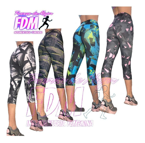 Pack X 3 Capris Y Un  Top Deportivos De Lycra Talles 1 Al 5