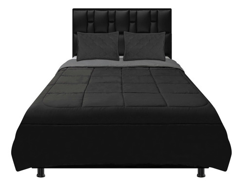 Cubrelecho Edredón Doble Faz Cama King 200 Color Gris-negro