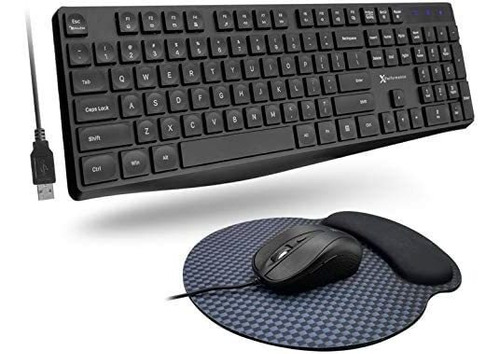 Teclado Y Mouse Con Cable, Ergonómico/negro