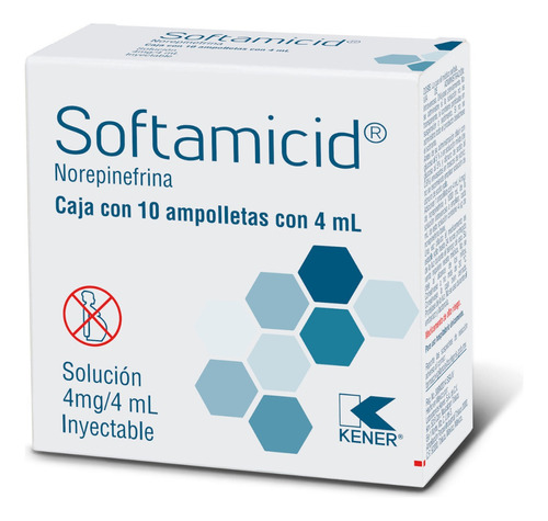 Softamicid (norepinefrina) 4mg/4ml Inyectable 10 Ampolletas 