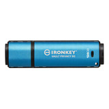 Memoria Usb-a Kingston Ironkey Vault Privacy 50 128gb Aes256 Color Azul Liso