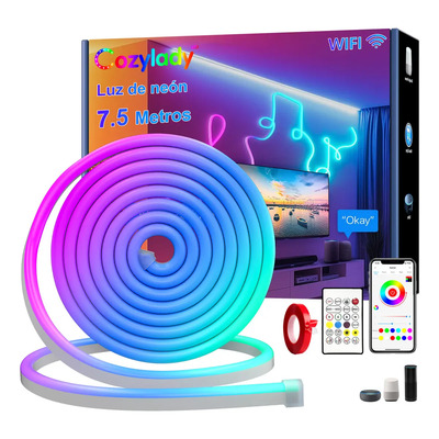 Cozylady Tiras De Luces Neón Flex Led Rgb WIFI 7.5m IP68 Impermeable Alexa APP Control, Neón Flexible Luz Led Para Cuarto Tv,Bar,Habitación Gaming,Fiesta, Decoración De Interior y exterior | MercadoLibre