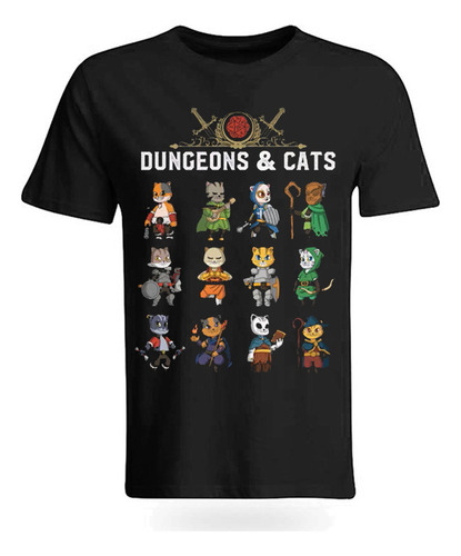 Playera Camiseta Calabozos Gatos Y Dragones Gatitos  Unisex