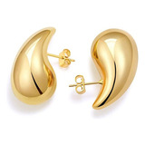 M 2pc Aretes De Oro Largos Con Forma De Gota Para Mujer A