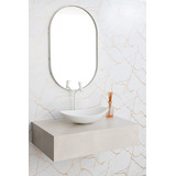 Espelho Oval 80x50 Lavabo Moldura Banheiro Quarto Sala Luxo Moldura Branco