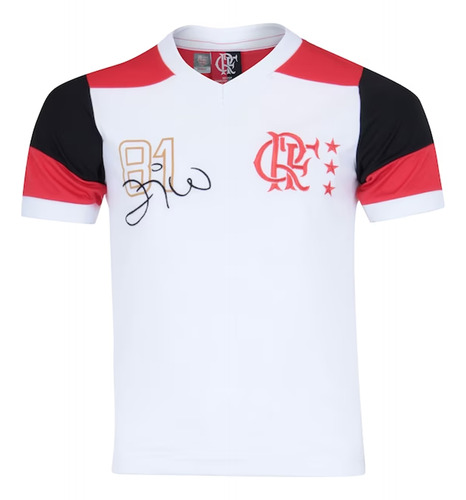 Camiseta Braziline Zico Retro Flamengo Infantil - Branco E V